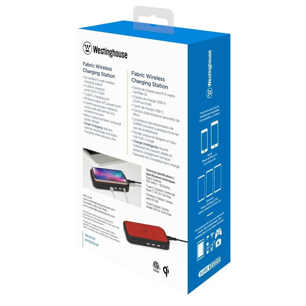 Westinghouse Qi Wireless Charger  with 4 Additional USB Ports New in Box